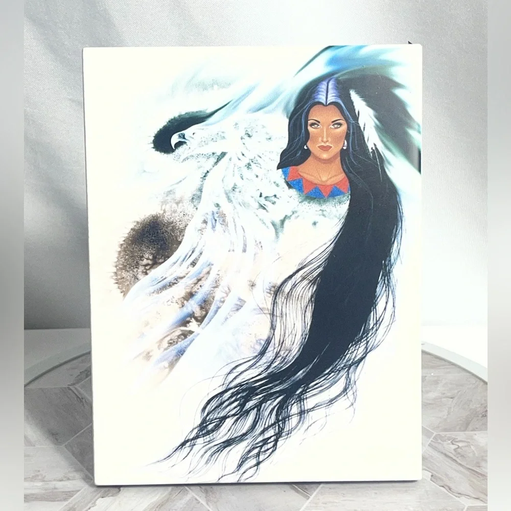 Eagles Flight Native American Woman Eagle Art Plaque Signed Cherokee Artist